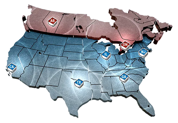 Map of Automann Distribution Centers